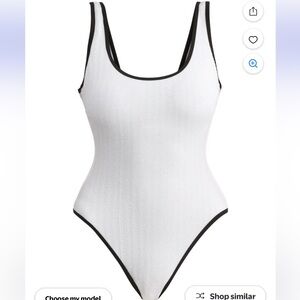 No Boundaries White and Black One Piece Swimsuit -Size S (4-6)